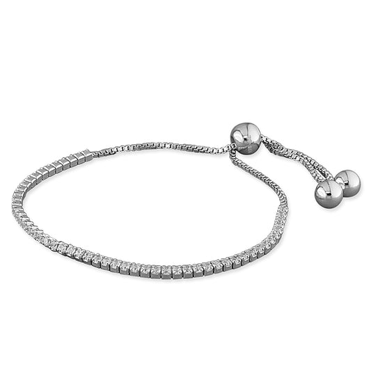 Bridal cubic zirconia bracelet with adjustable slider fastener - Tamar and Talya