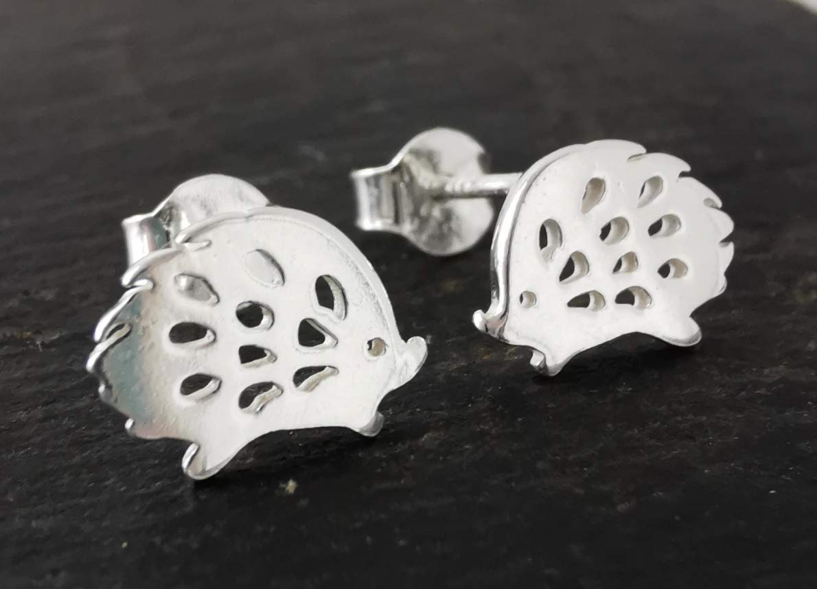 Sterling Silver Hedgehog Stud Earrings | Handcrafted Animal Jewellery | Cute Gift for Her | Tamar & Talya