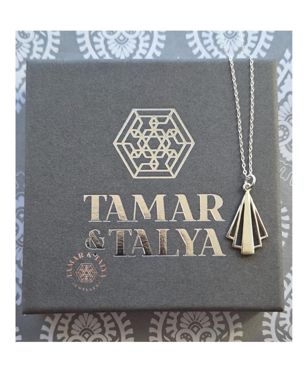 Art Deco Sterling Silver Pendant Necklace | Handcrafted Heirloom Jewellery | 20" Chain | Tamar & Talya