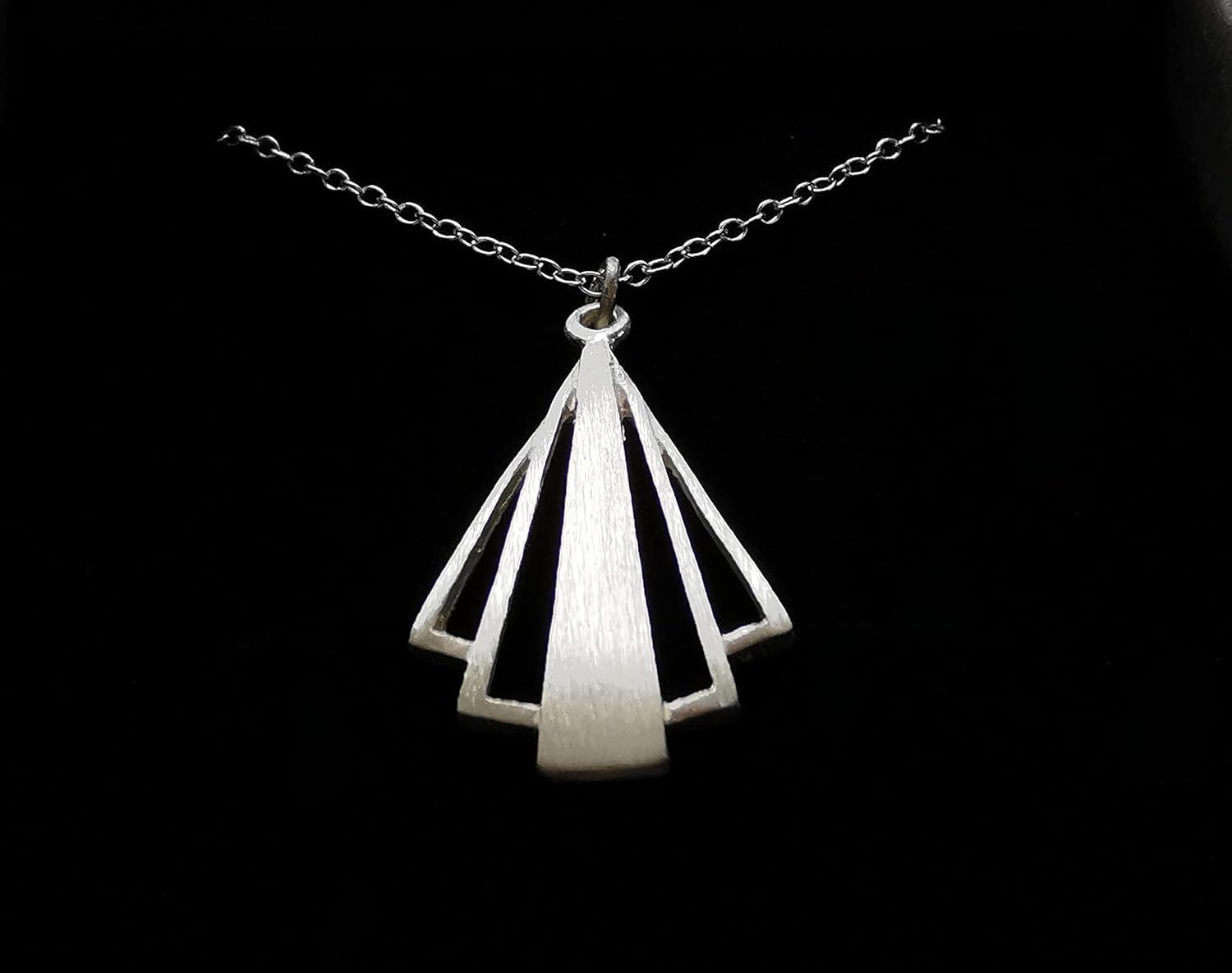 Art Deco Pendant Necklace | Sterling Silver 22" Chain | Gift Wrapped | Tamar & Talya