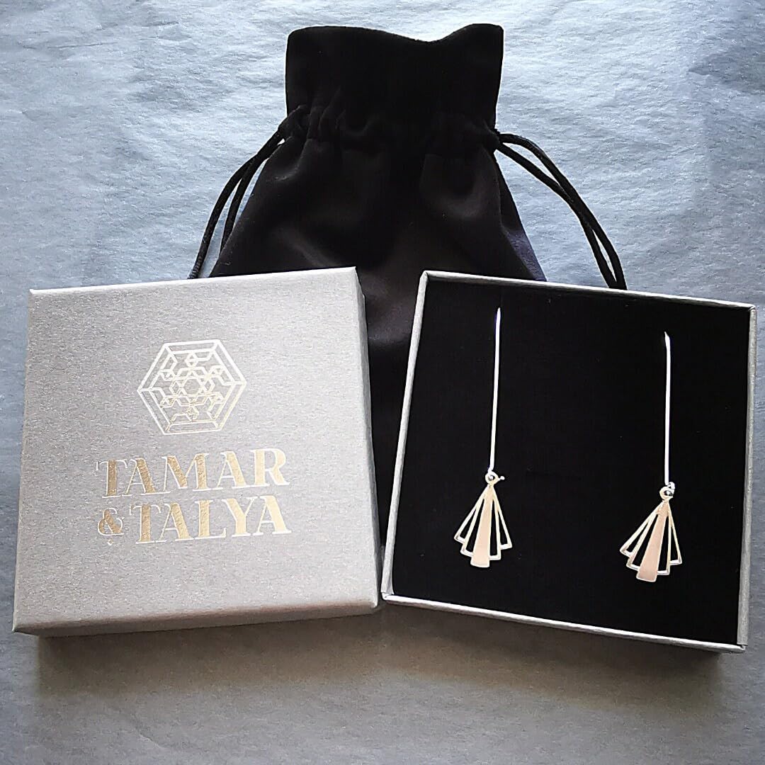 Art Deco Long Drop Earrings | Handcrafted Sterling Silver | Gift for Her | Tamar & Talya