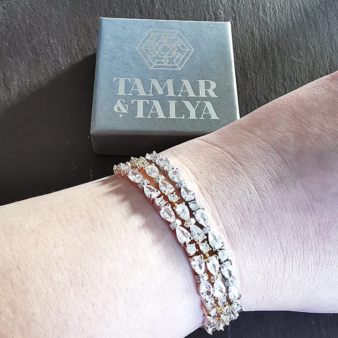 Bridal Bracelet | CZ Crystal Wedding Jewellery | Adjustable Bracelets | Rose Gold, Silver, Gold Plated