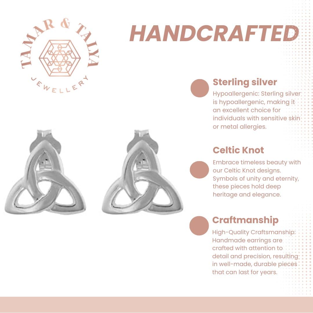 Sterling Silver Celtic Knot Stud Earrings | Handcrafted Heritage Jewellery | Gift for Her | Tamar & Talya