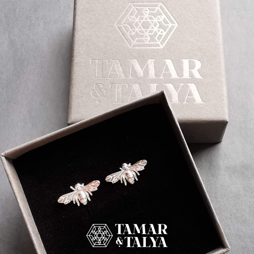 Sterling Silver Bee Stud Earrings | Handcrafted Nature Jewellery | Gift for Her | Tamar & Talya