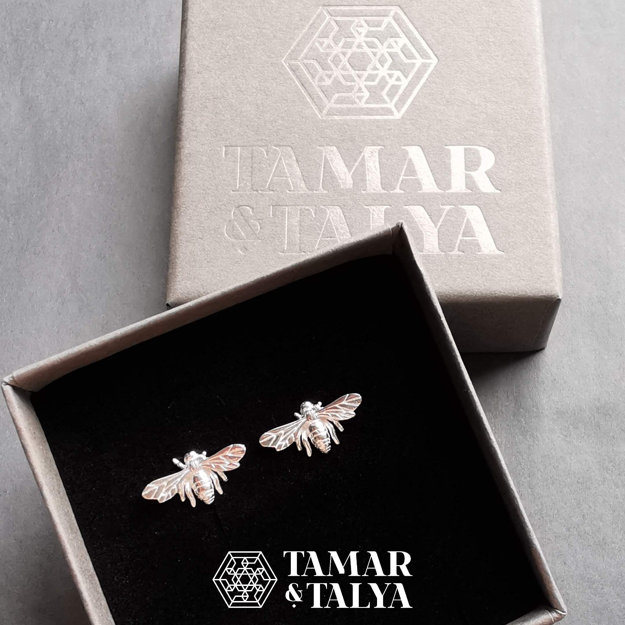 Sterling Silver Bee Stud Earrings | Handcrafted Nature Jewellery | Gift for Her | Tamar & Talya