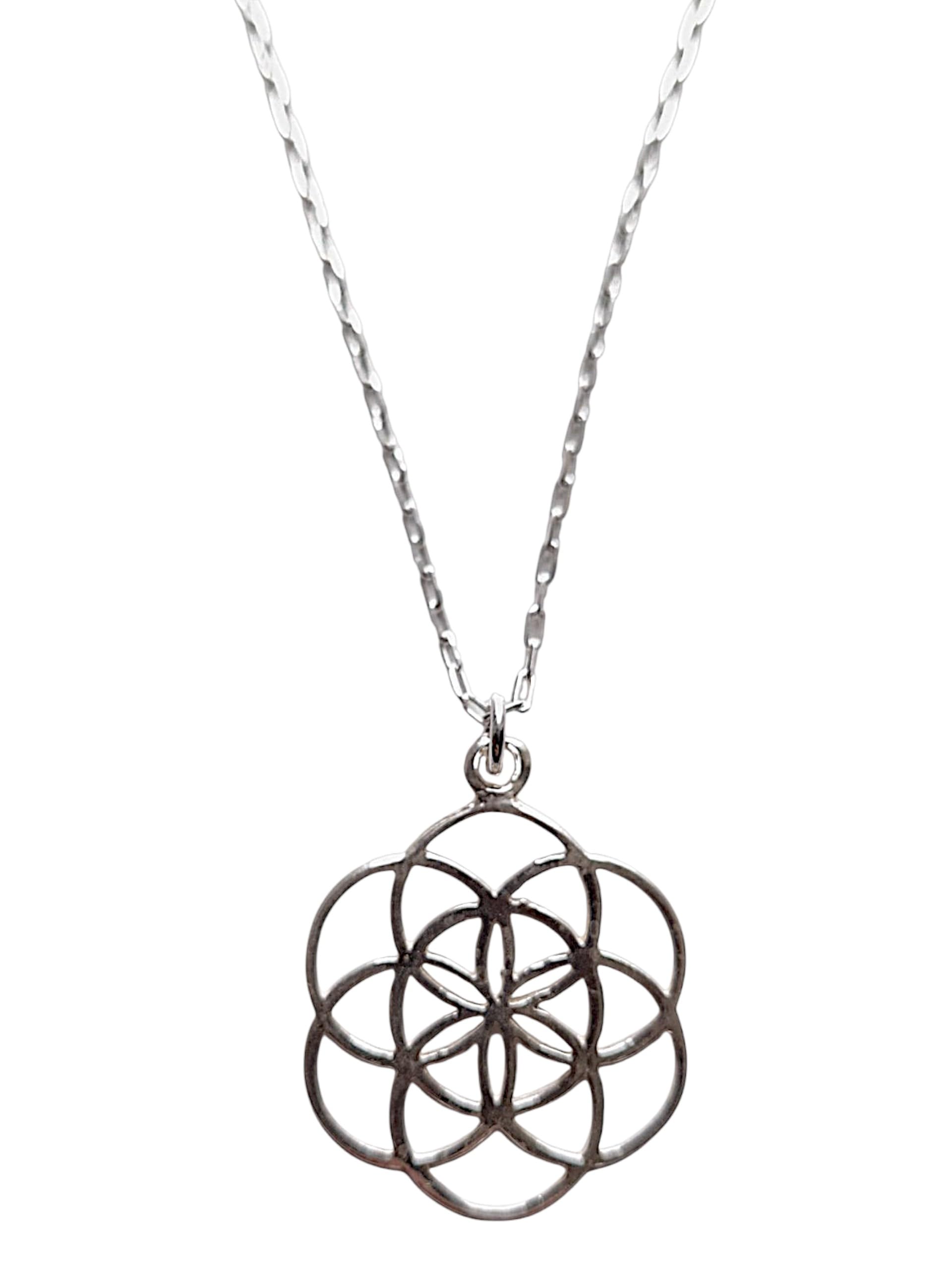 Tamar & Talya Sterling Silver Sacred Geometry Flower of Life Pendant Necklace, Spiritual Design, Handcrafted Jewellery Default Title