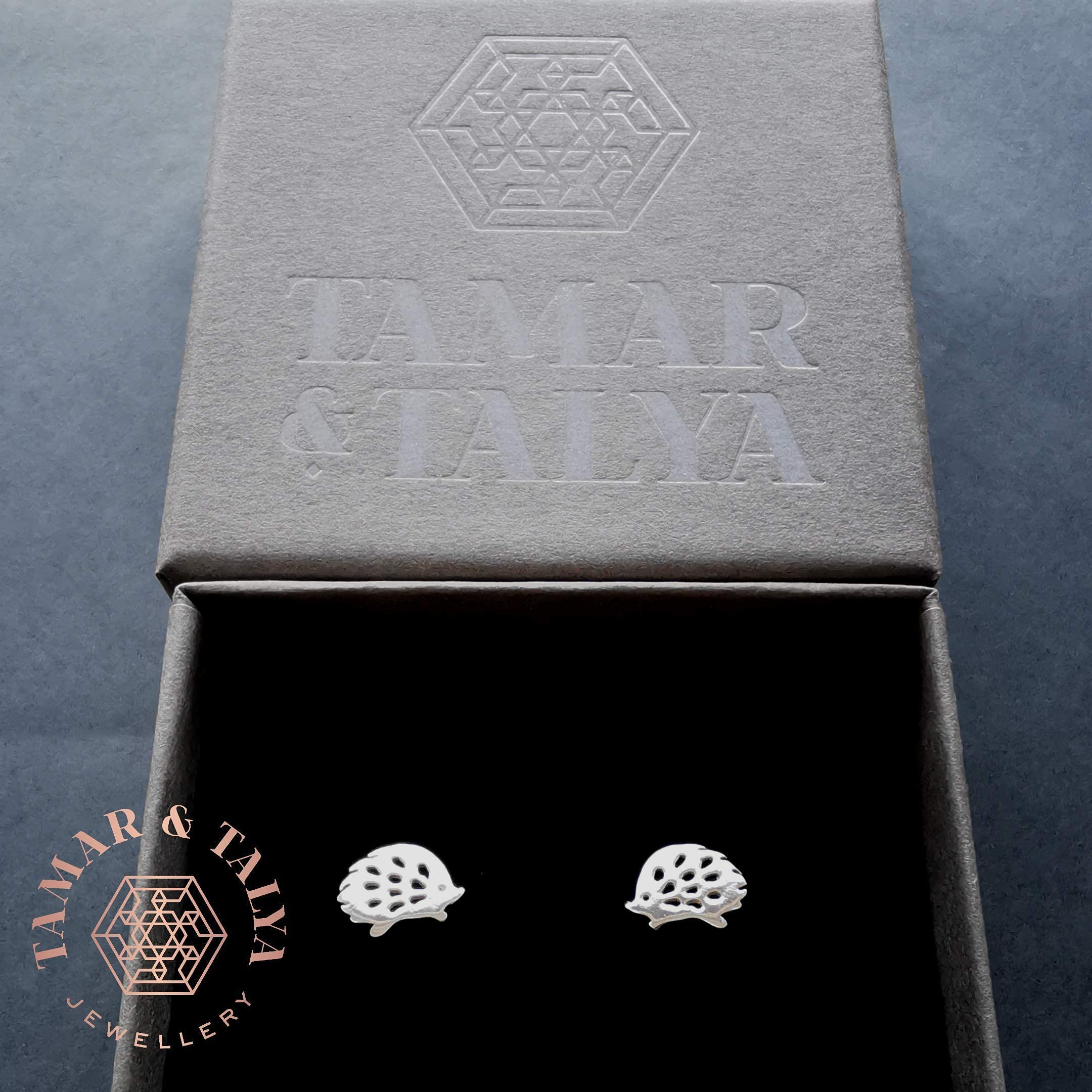 Sterling Silver Hedgehog Stud Earrings | Handcrafted Animal Jewellery | Cute Gift for Her | Tamar & Talya
