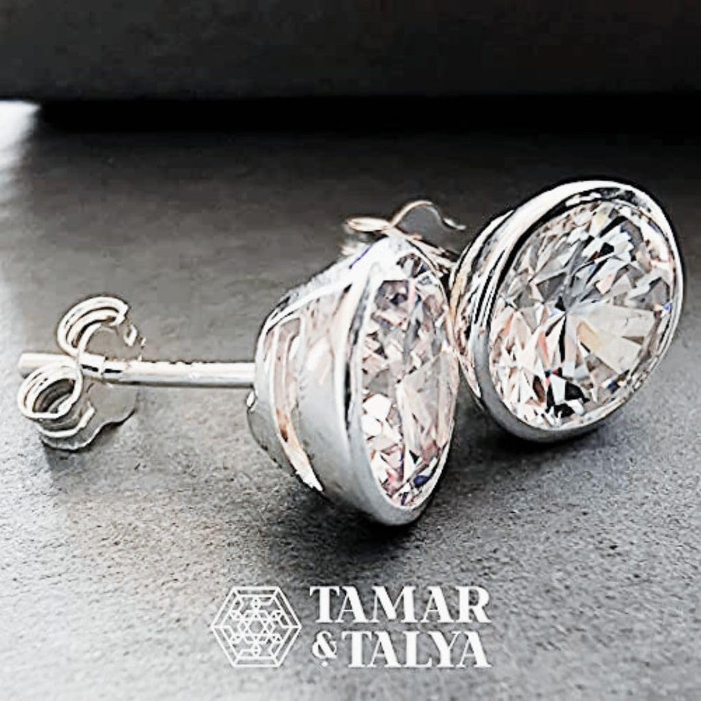 Cubic Zirconia Stud Earrings - Sparkling 8mm CZ Jewelry for Women, Perfect Bridal, Bridesmaid, and Wedding Gift. Timeless Elegance: CZ Stud Earrings - Sparkling Jewelry for All Occasions