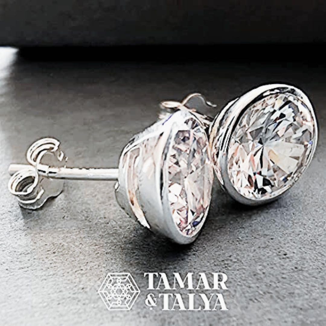 Cubic Zirconia Stud Earrings - Sparkling 8mm CZ Jewelry for Women, Perfect Bridal, Bridesmaid, and Wedding Gift. Timeless Elegance: CZ Stud Earrings - Sparkling Jewelry for All Occasions