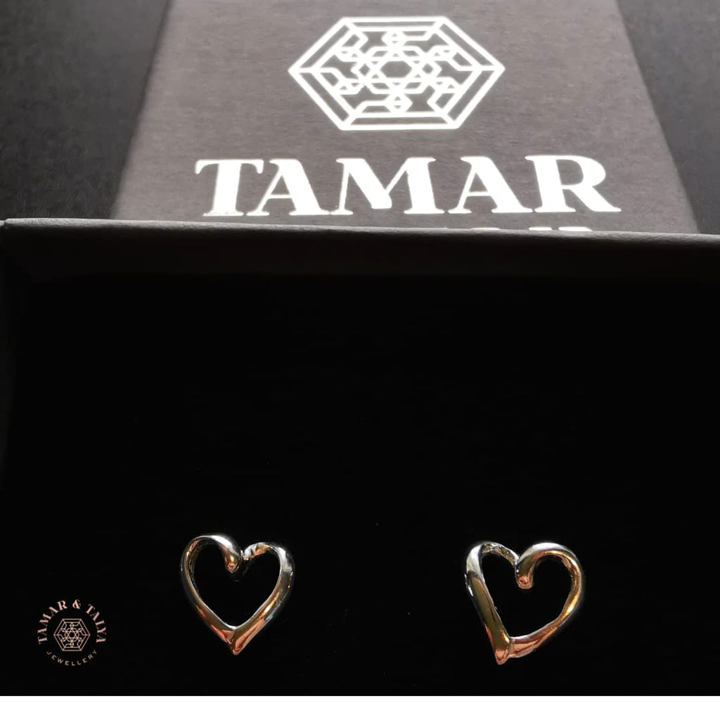 Sterling Silver Heart Stud Earrings | Classic Love Jewellery | Gift for Her | Tamar & Talya