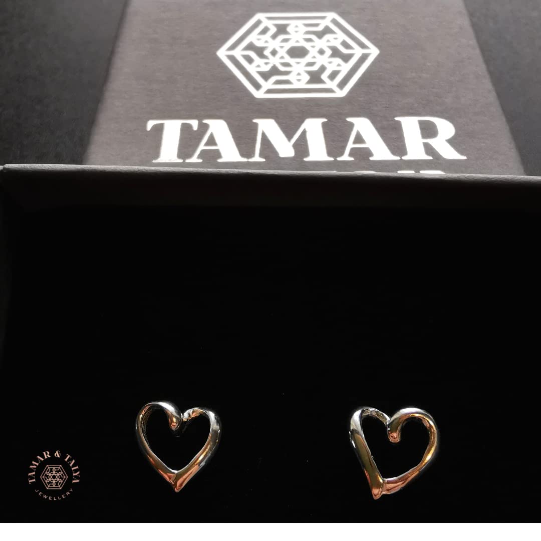Sterling Silver Heart Stud Earrings | Classic Love Jewellery | Gift for Her | Tamar & Talya