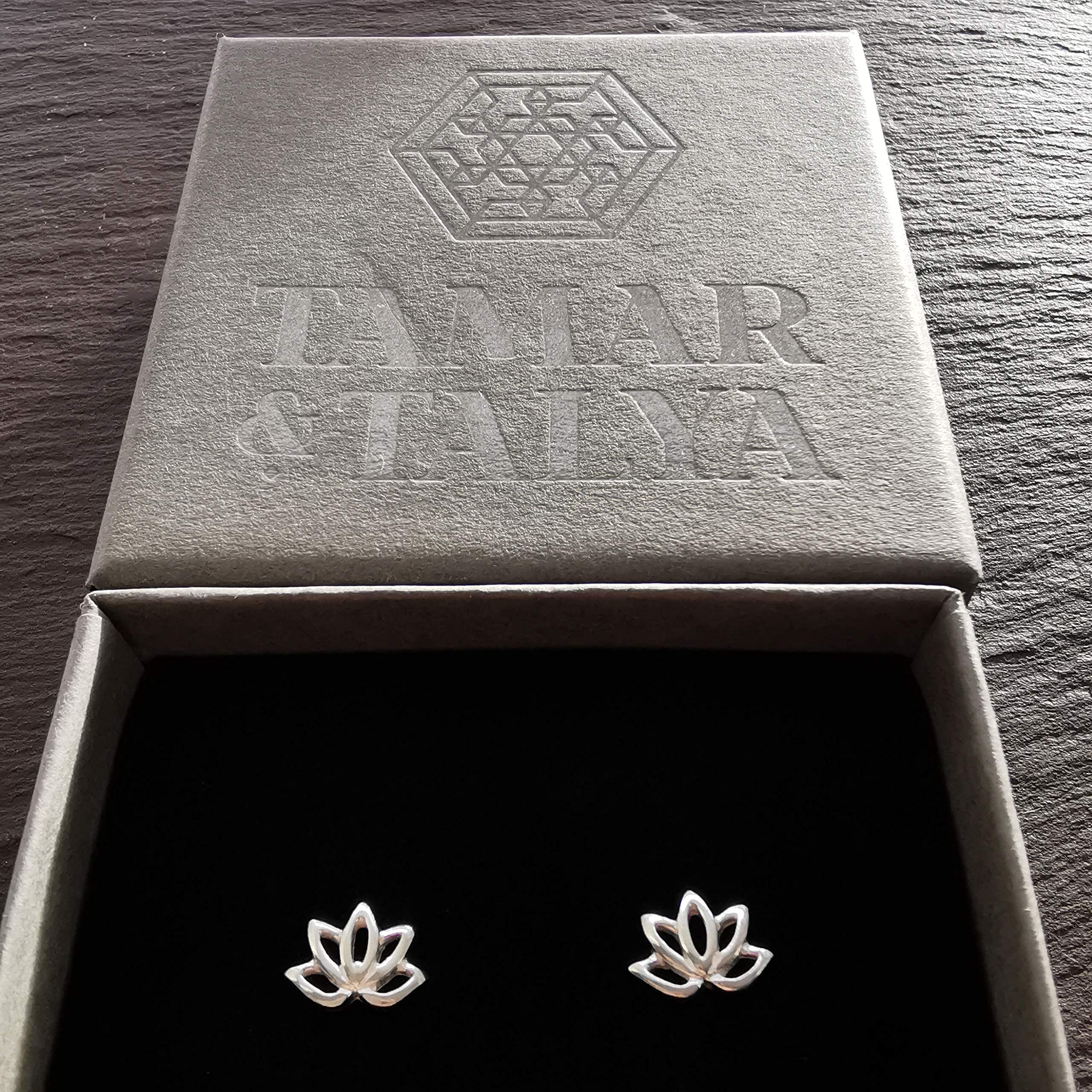 Sterling Silver Lotus Flower Stud Earrings | Handcrafted Spiritual Jewellery | Gift for Her | Tamar & Talya