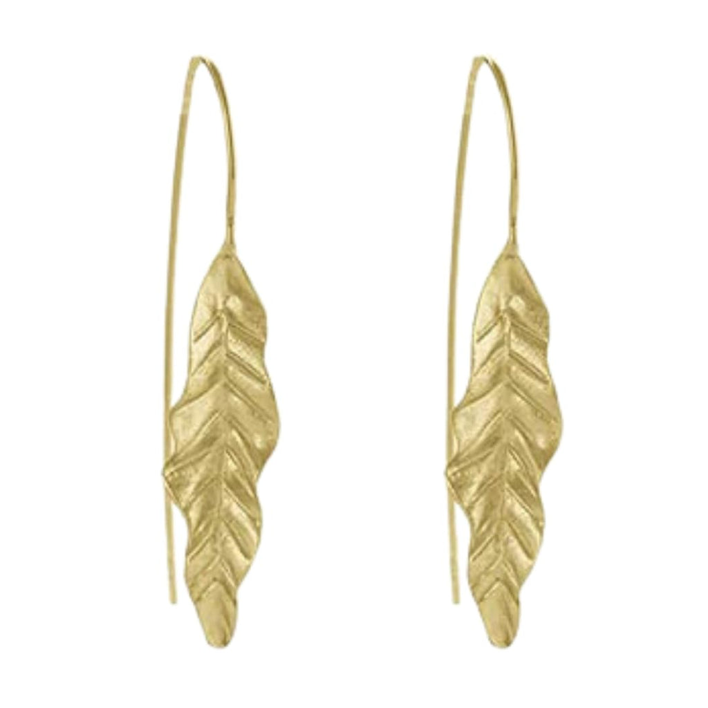 Gold Leaf Drop Earrings | Handcrafted Statement Jewellery | Gift for Her | Tamar & Talya Default Title