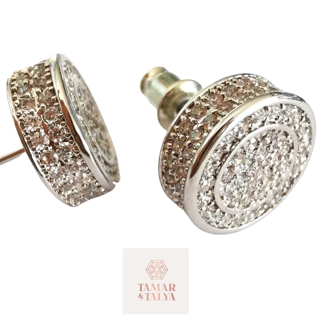 Bridal cubic zirconia silver stud earrings for women girls wedding jewellery