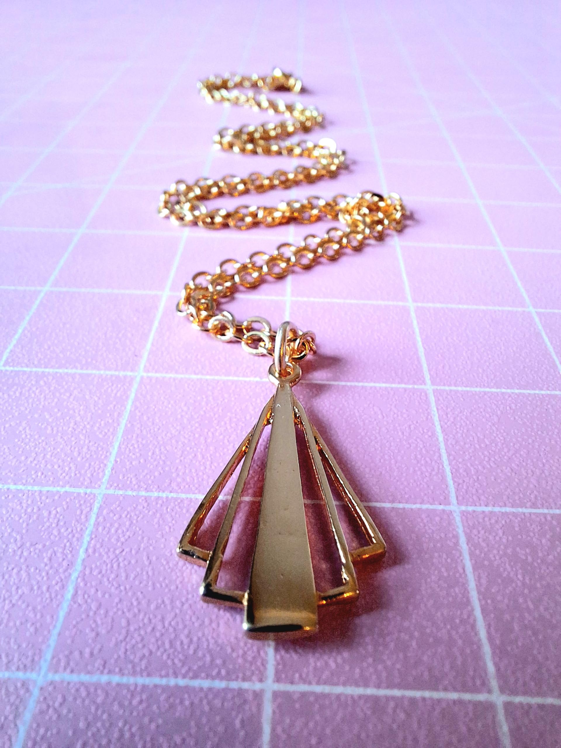 Gold Plated Art Deco Pendant Necklace | Sterling Silver 18" Chain | Tamar & Talya