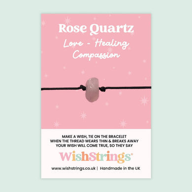 Rose Quartz - Gemstone Chip WishStrings Wish Bracelet - GS056.