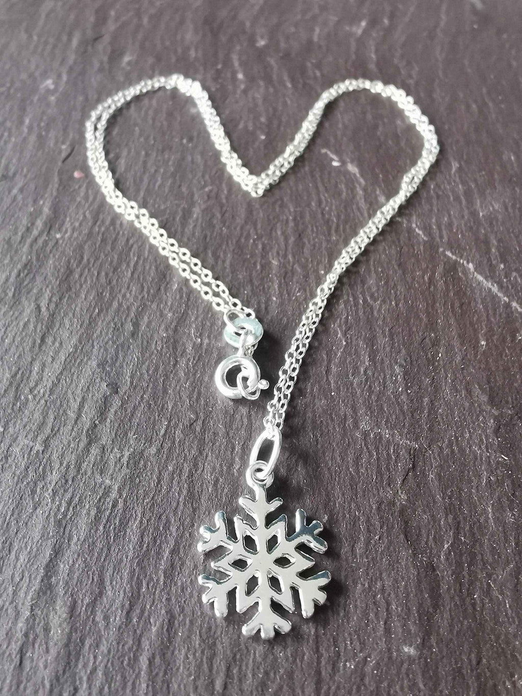 Snowflake Necklace in Sterling Silver Snow Flake Girls Teenager pendant