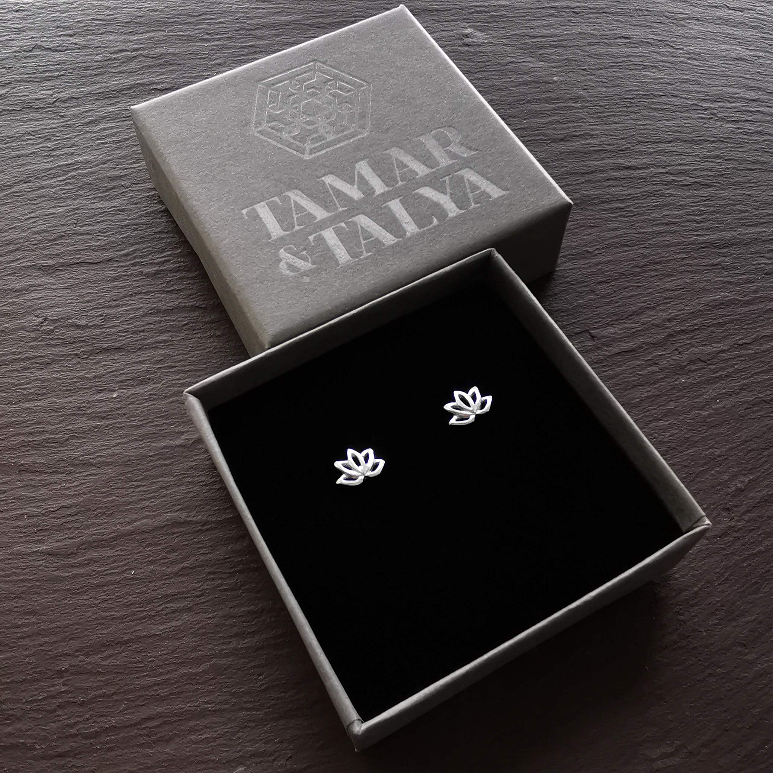 Sterling Silver Lotus Flower Stud Earrings | Handcrafted Spiritual Jewellery | Gift for Her | Tamar & Talya
