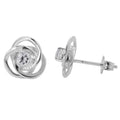 Sterling Silver Knot Stud Earrings, 9.4mm with CZ Stone Default Title
