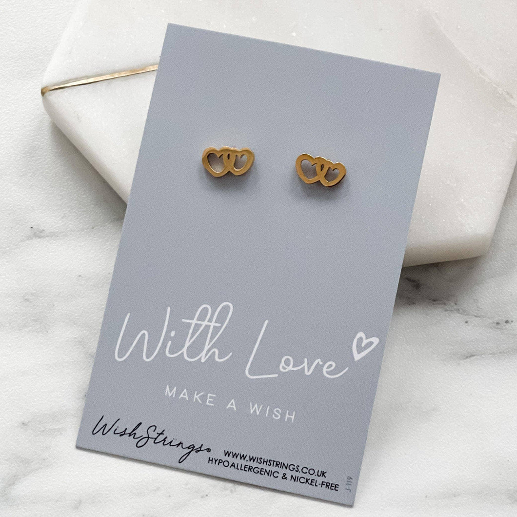 Double Heart - Hypoallergenic Stud Earrings.