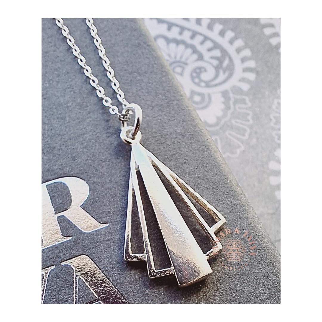 Art Deco Pendant Necklace | Sterling Silver 24" Chain | Shiny Finish | Tamar & Talya