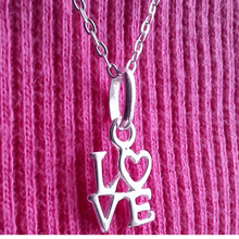 Load image into Gallery viewer, Sterling Silver Love Necklace for Children | Delicate Girl&#39;s Keepsake Jewelry | Kids First Necklace Gift - Tamar and Talya
