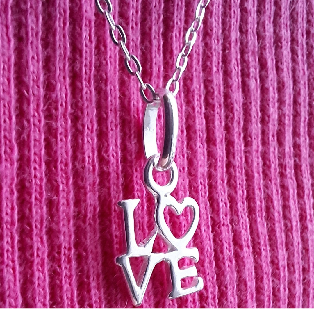 Sterling Silver Love Necklace for Children | Delicate Girl's Keepsake Jewelry | Kids First Necklace Gift