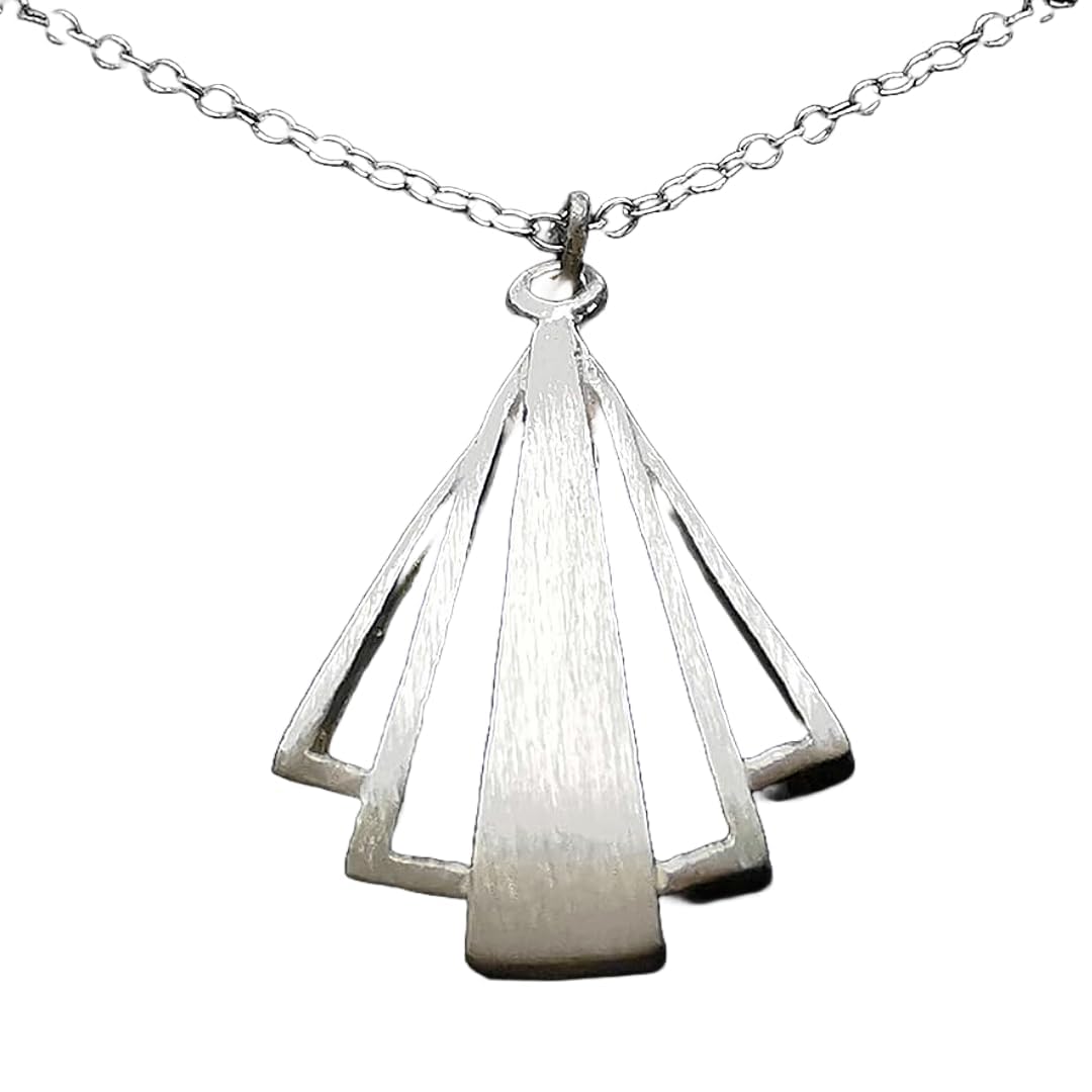 Art Deco Pendant Necklace | Sterling Silver 22" Chain | Gift Wrapped | Tamar & Talya