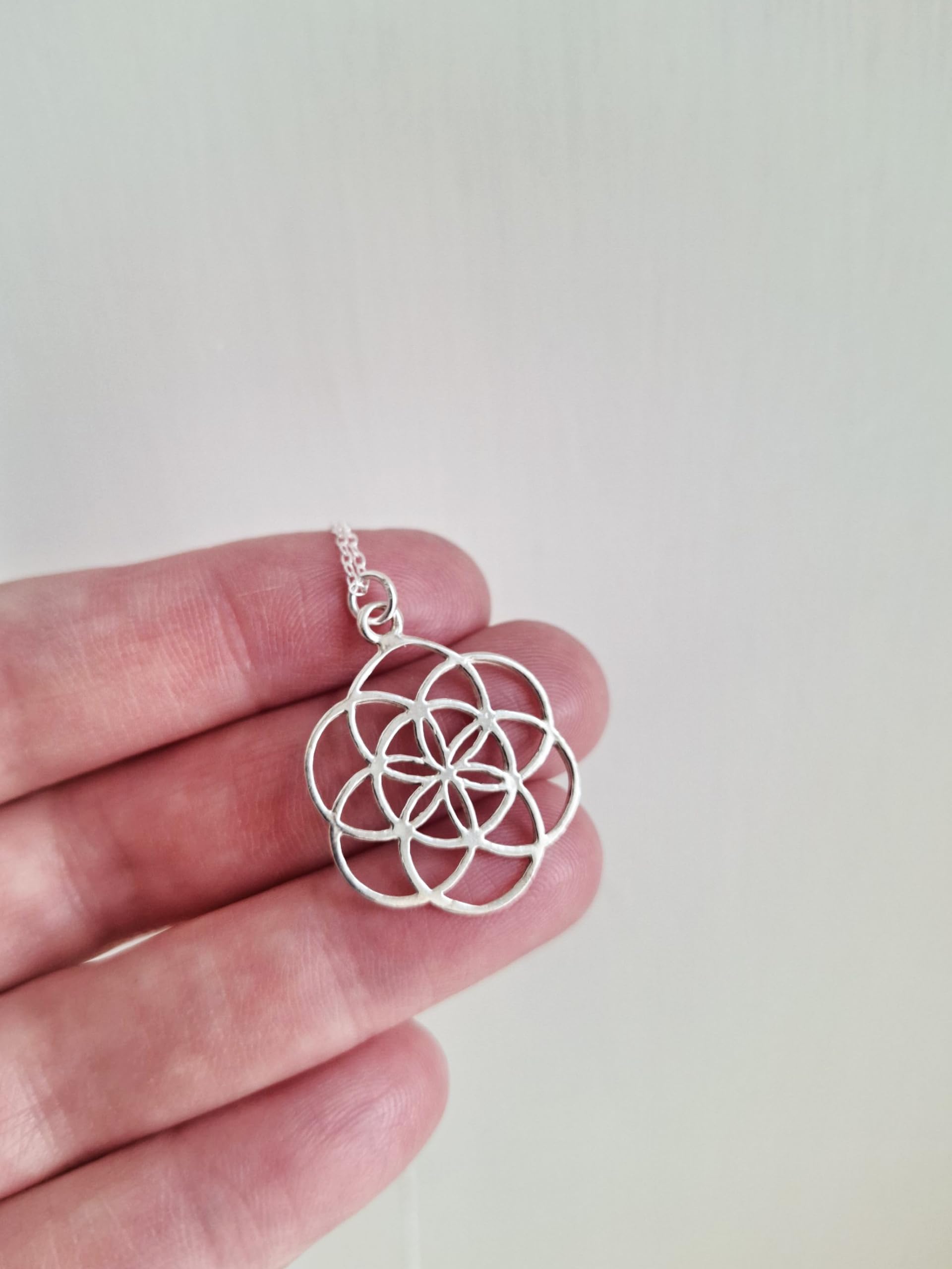 Flower of Life Pendant Necklace | Sacred Geometry Sterling Silver 20" | Tamar & Talya