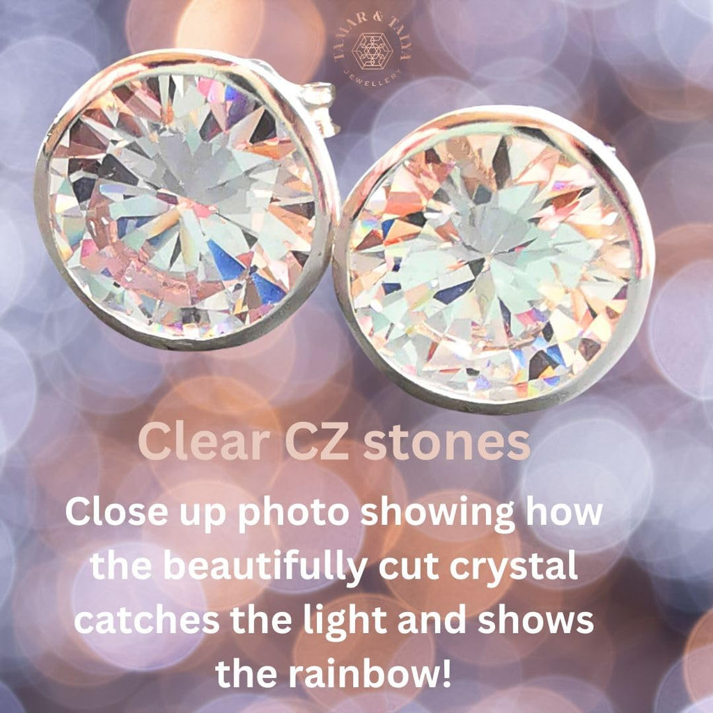 Cubic Zirconia Stud Earrings - Sparkling 8mm CZ Jewelry for Women, Perfect Bridal, Bridesmaid, and Wedding Gift. Timeless Elegance: CZ Stud Earrings - Sparkling Jewelry for All Occasions