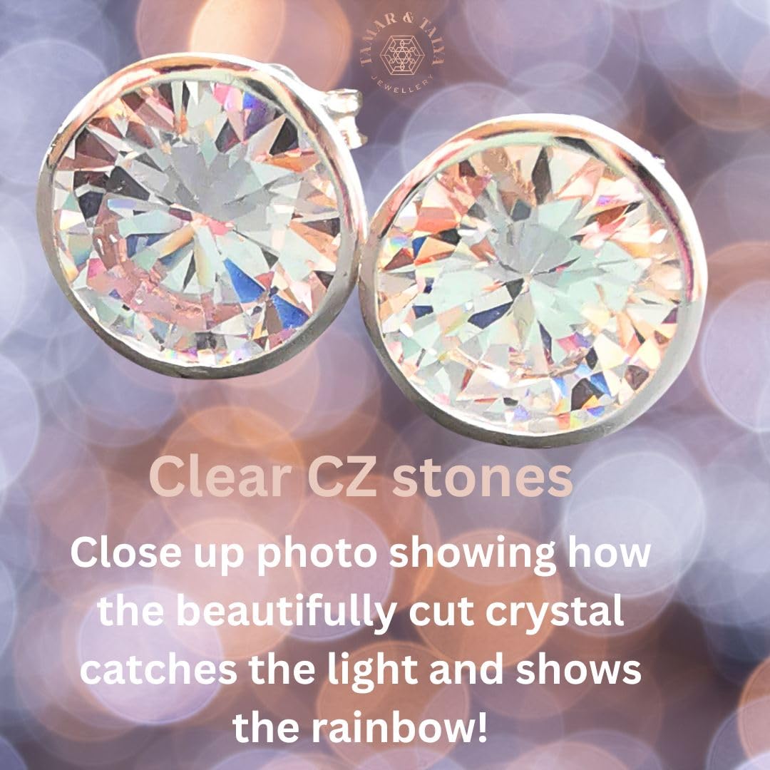 Cubic Zirconia Stud Earrings - Sparkling 8mm CZ Jewelry for Women, Perfect Bridal, Bridesmaid, and Wedding Gift. Timeless Elegance: CZ Stud Earrings - Sparkling Jewelry for All Occasions