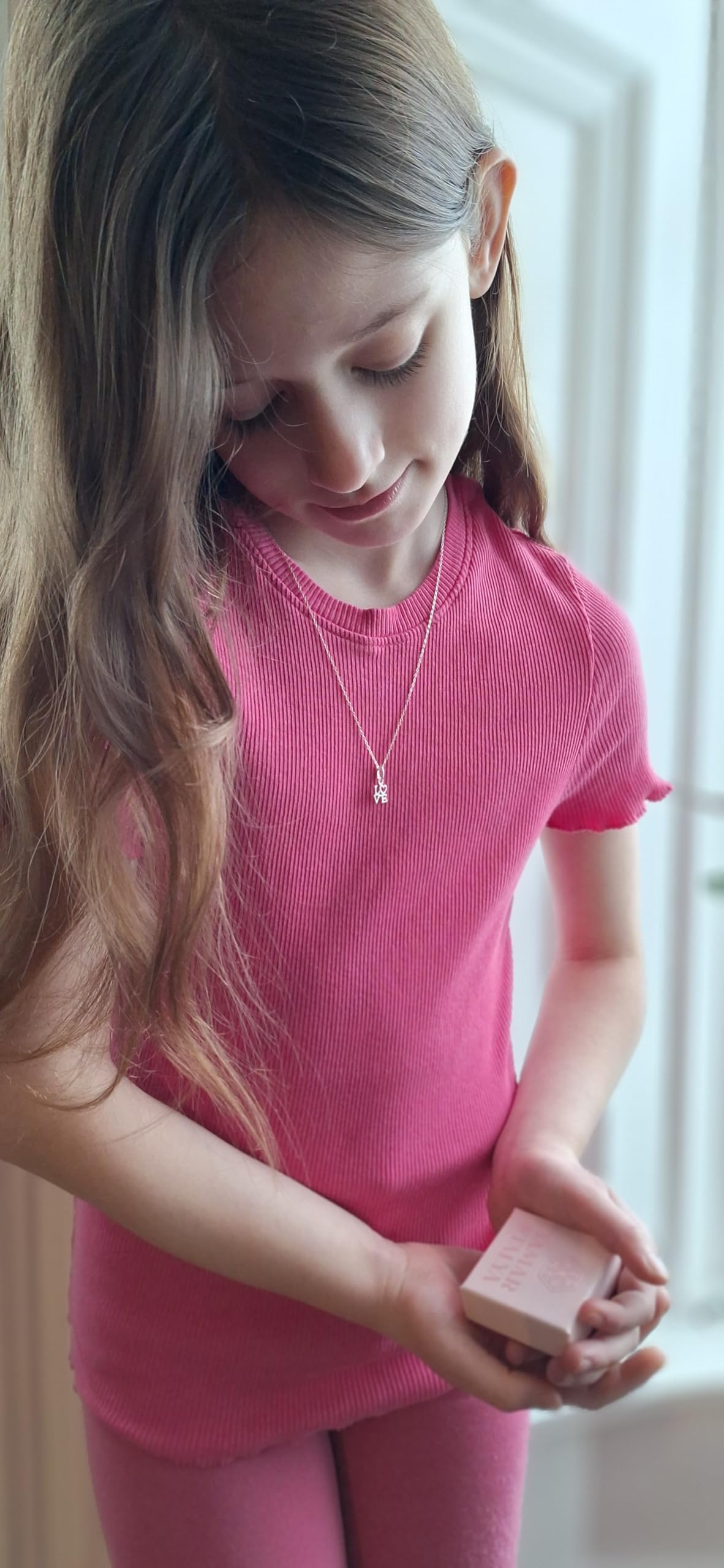 Love necklace jewellery love pendant Girl necklace Daughter gift love Pendant Necklace, Sterling Silver, 45cm Chain / 18" Tamar and Talya
