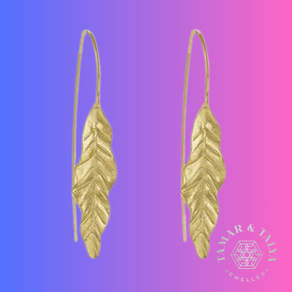 Gold Leaf Drop Earrings | Handcrafted Statement Jewellery | Gift for Her | Tamar & Talya