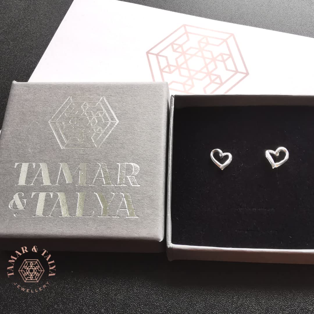 Sterling Silver Heart Stud Earrings | Classic Love Jewellery | Gift for Her | Tamar & Talya