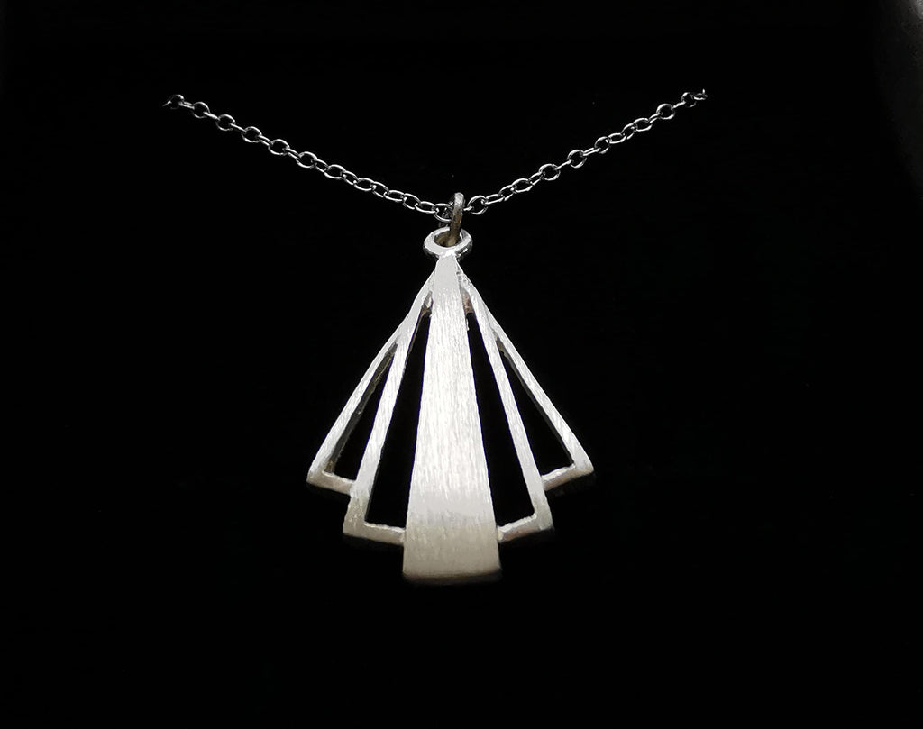 Art Deco Pendant Necklace | Sterling Silver 20" Chain | Gift for Her | Tamar & Talya