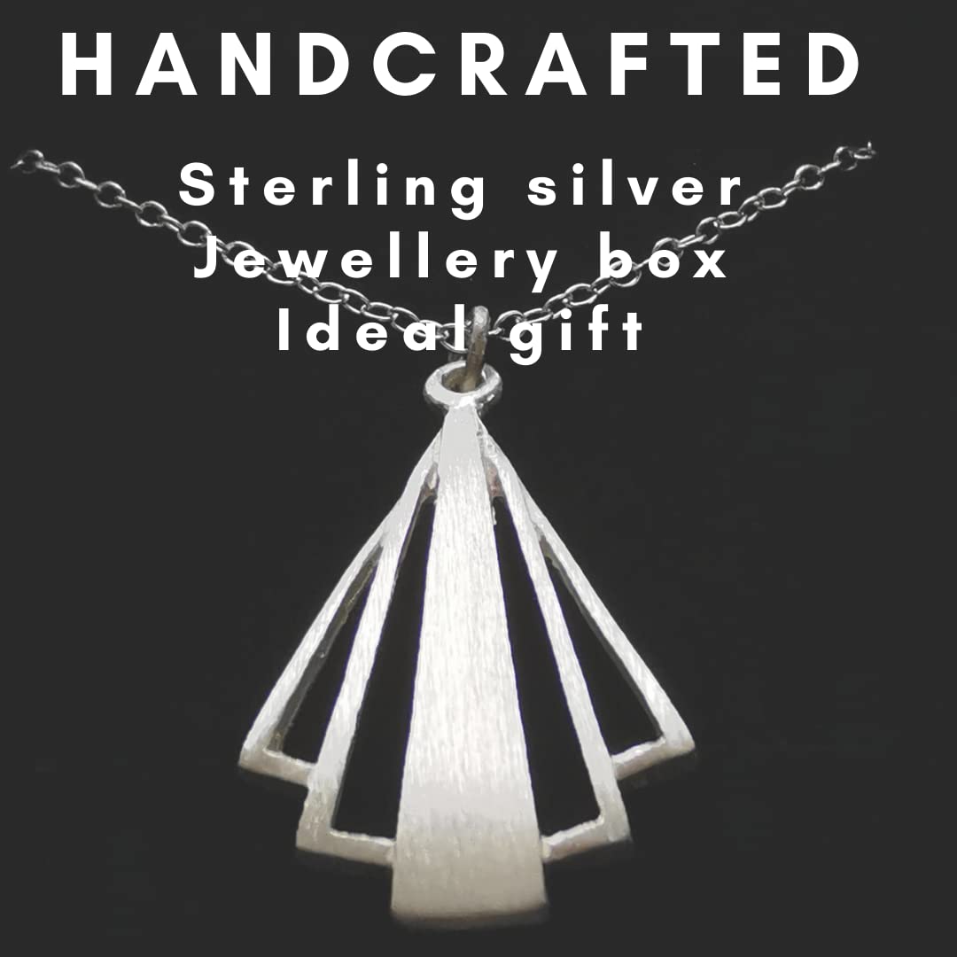 Art Deco Pendant Necklace | Sterling Silver 18" Chain | Classic Finish | Tamar & Talya