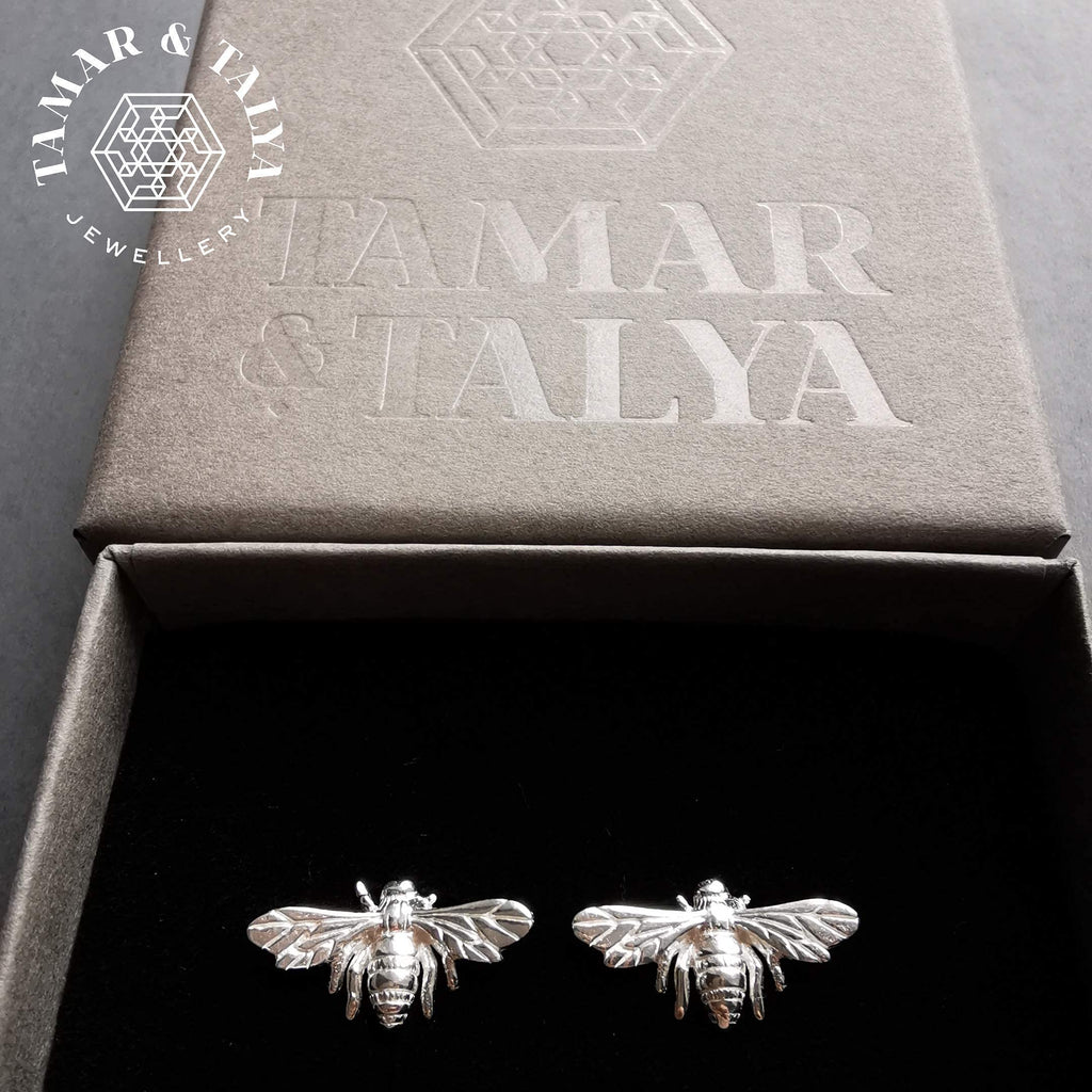 Sterling Silver Bee Stud Earrings | Handcrafted Nature Jewellery | Gift for Her | Tamar & Talya
