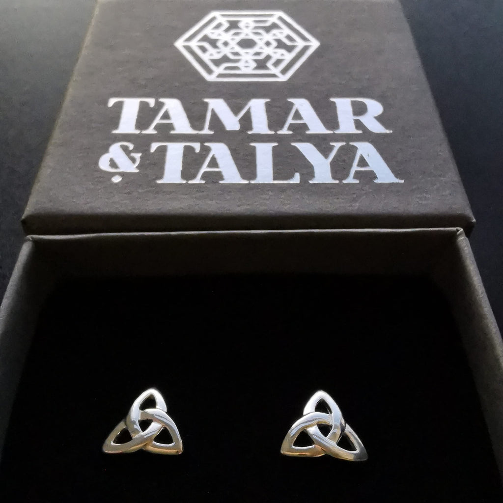 Sterling Silver Celtic Knot Stud Earrings | Handcrafted Heritage Jewellery | Gift for Her | Tamar & Talya