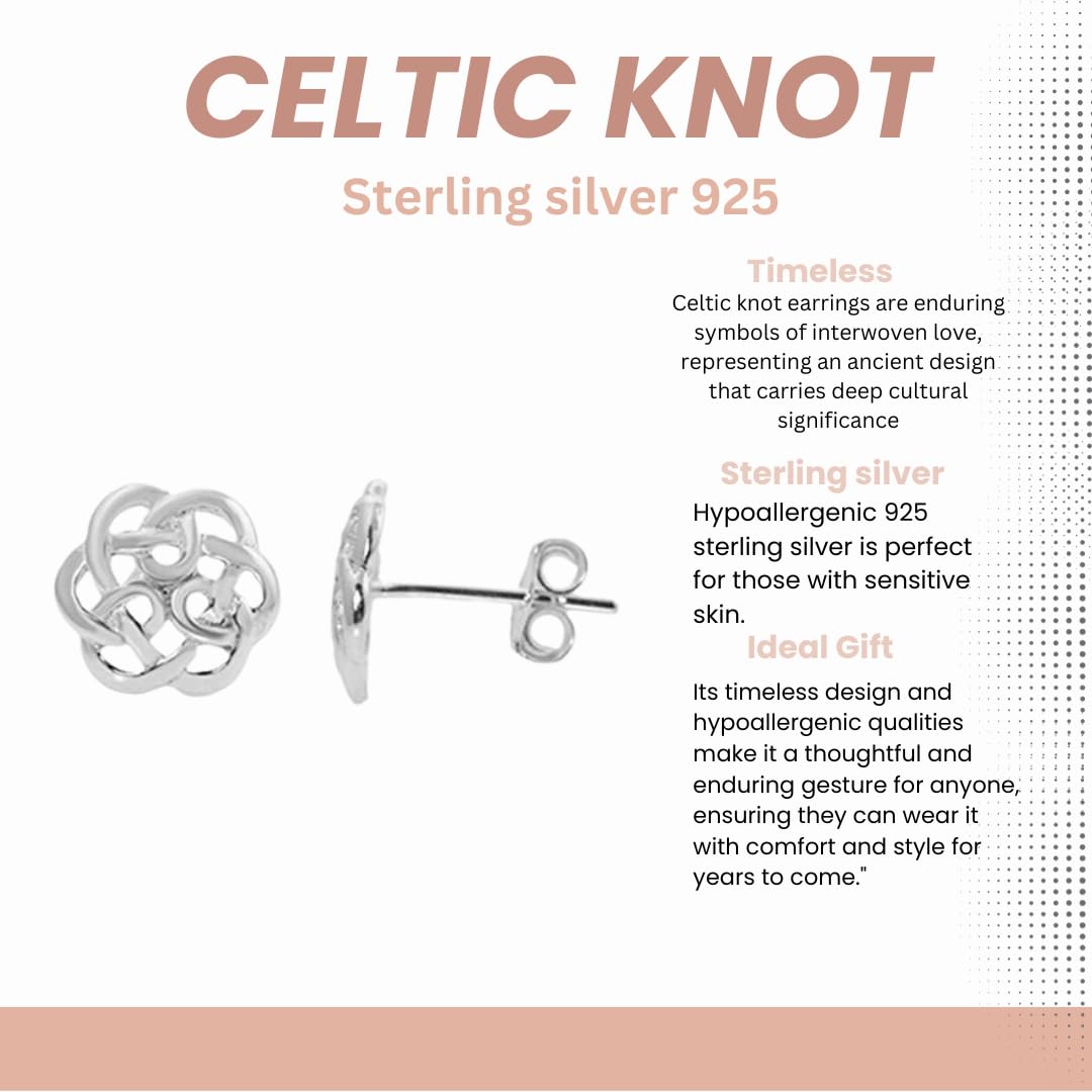 Sterling Silver Celtic Love Knot Stud Earrings | Handcrafted Heritage Jewellery | Gift for Her | Tamar & Talya