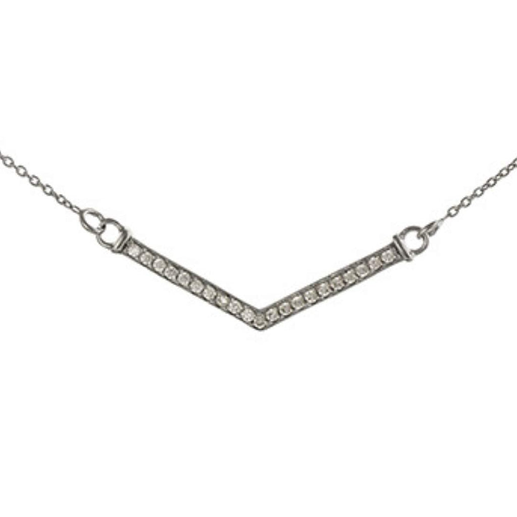 Sterling Silver CZ Geometric Chevron Necklace | Boho Style Default Title