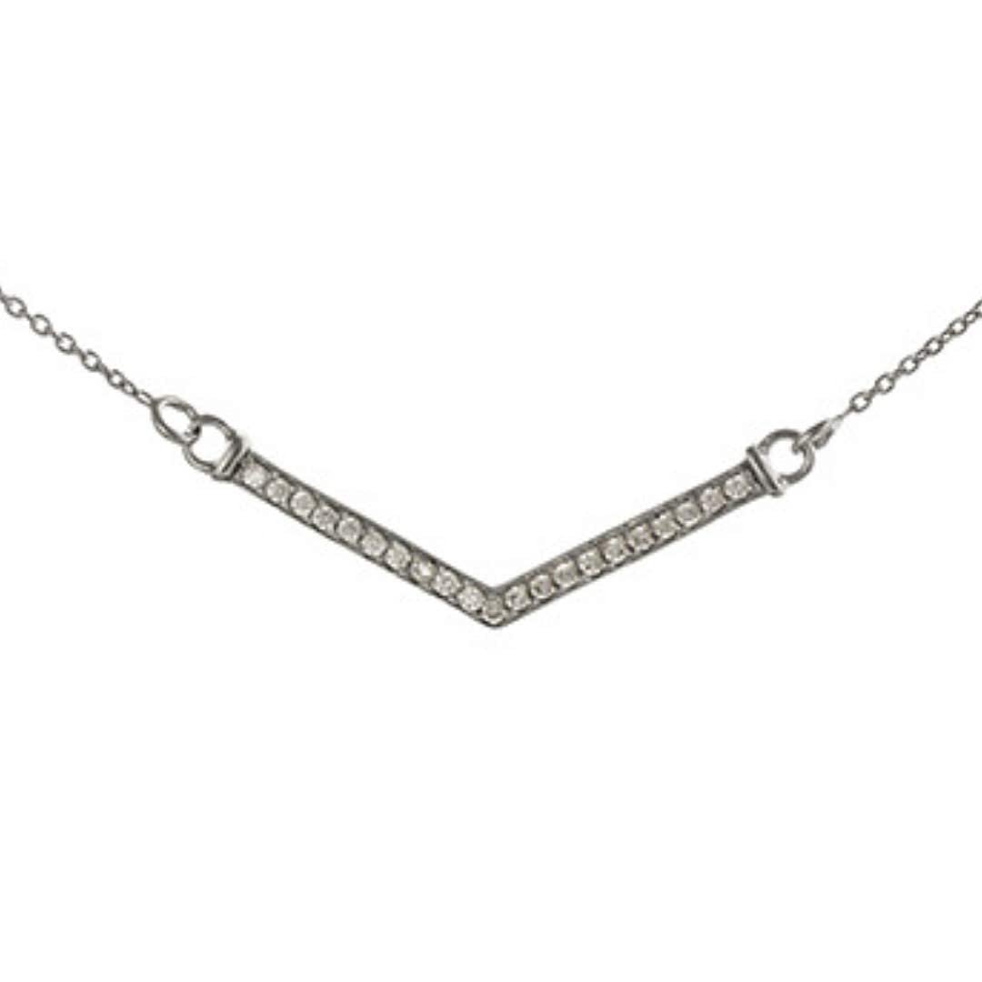 Sterling Silver CZ Geometric Chevron Necklace | Boho Style Default Title