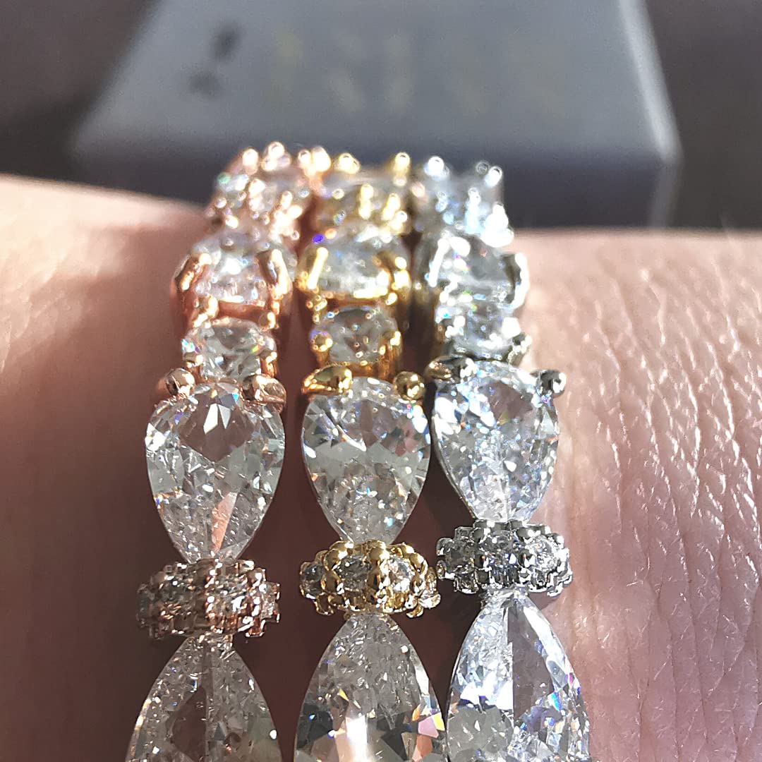 Bridal Bracelet | CZ Crystal Wedding Jewellery | Adjustable Bracelets | Rose Gold, Silver, Gold Plated
