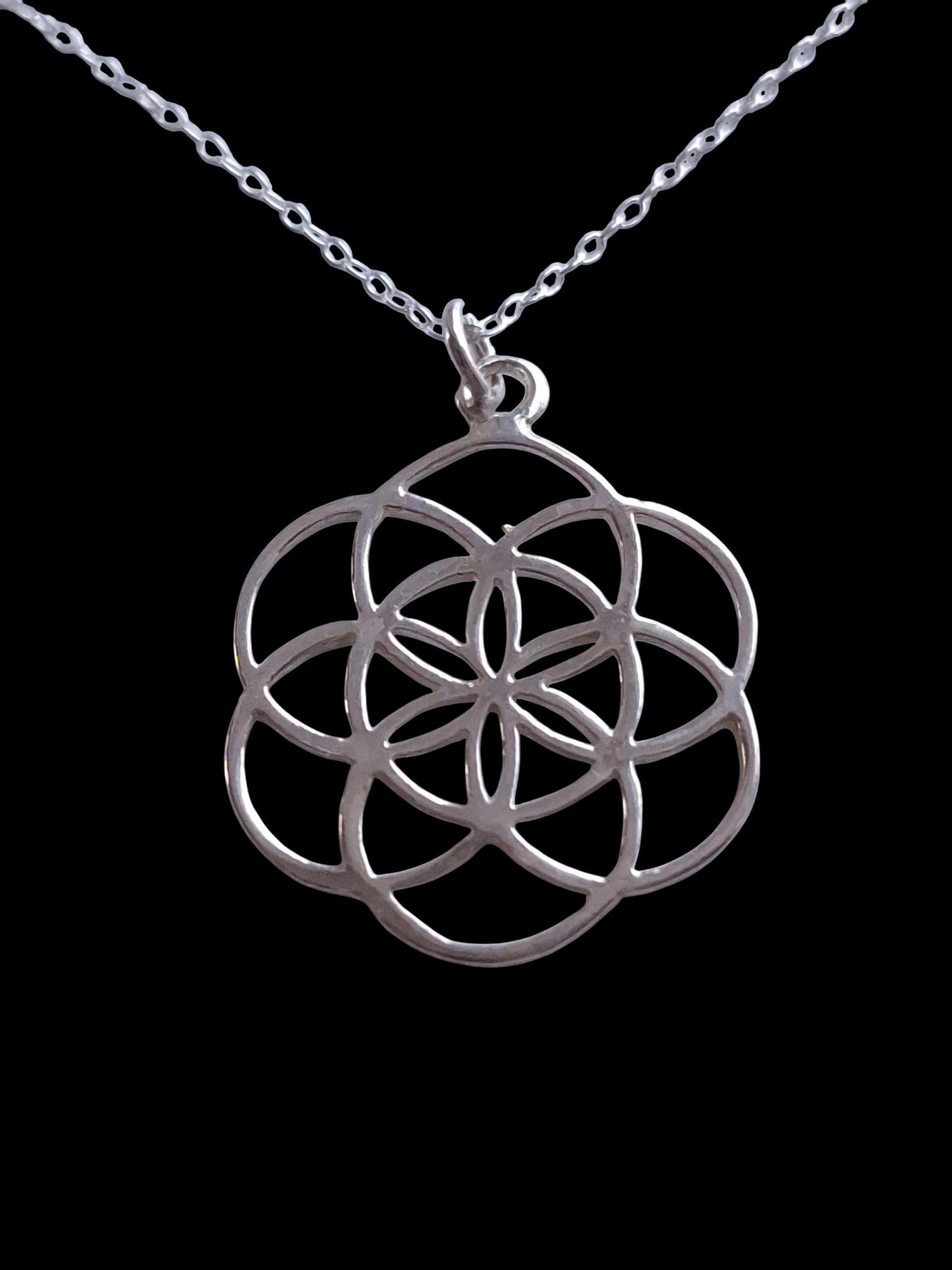Flower of Life Pendant Necklace | Sacred Geometry Sterling Silver 20" | Tamar & Talya