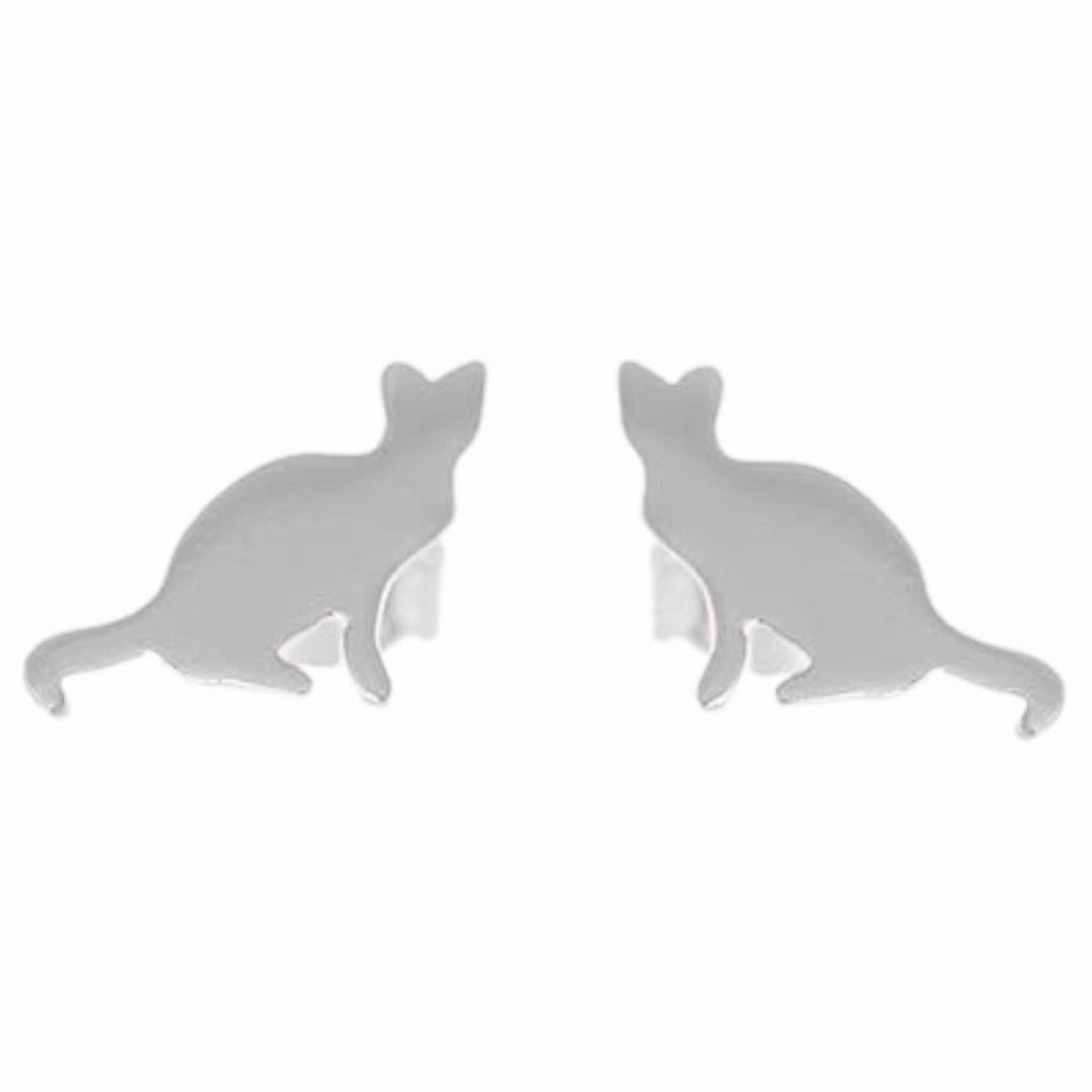 Sterling Silver Cat Stud Earrings | Handcrafted Animal Jewellery | Gift for Cat Lovers | Tamar & Talya Default Title