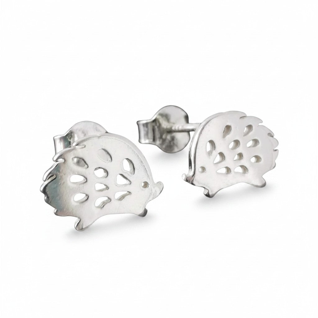 Sterling Silver Hedgehog Stud Earrings | Handcrafted Animal Jewellery | Cute Gift for Her | Tamar & Talya