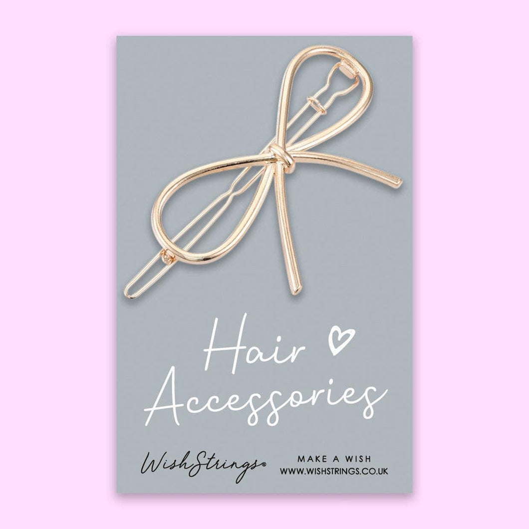 Bow Shape Metal Hair Clip Gold Plated by Wishstrings | BYOB Treat Box | Tamar and Talya.