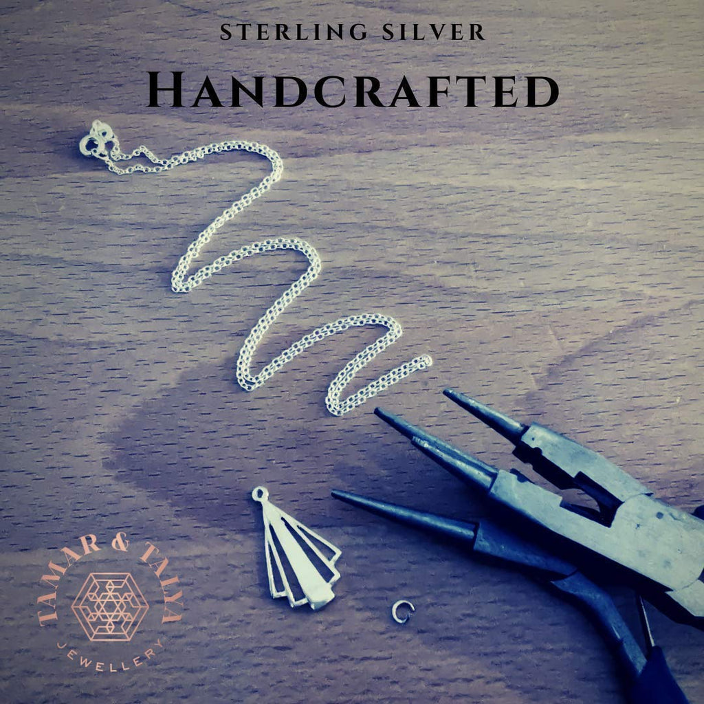 Art Deco Sterling Silver Pendant Necklace | Handcrafted Heirloom Jewellery | 20" Chain | Tamar & Talya