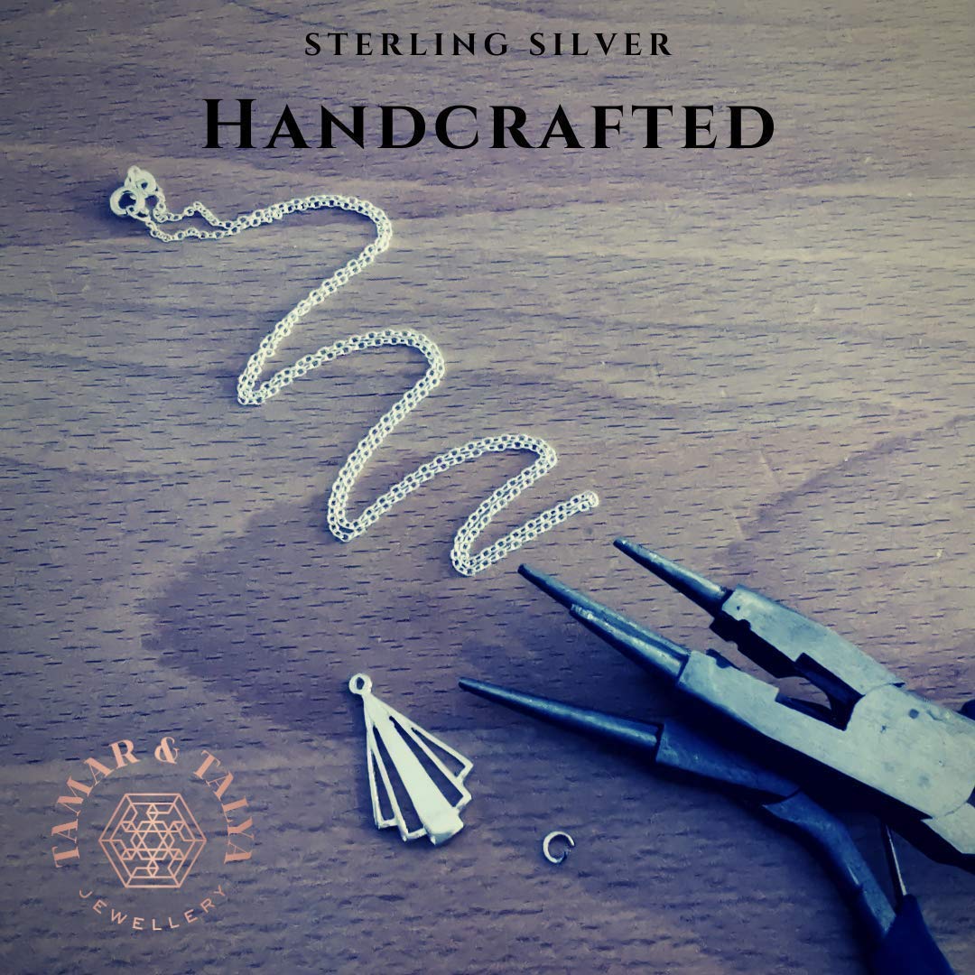 Art Deco Sterling Silver Pendant Necklace | Handcrafted Heirloom Jewellery | 20" Chain | Tamar & Talya