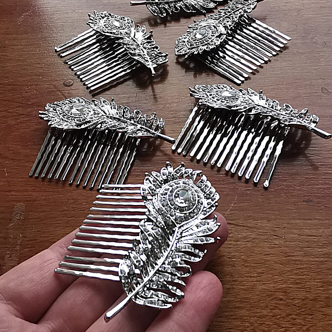 Peacock Feather Bridal Hair Comb | Gatsby Inspired Wedding Accessory | Tamar & Talya