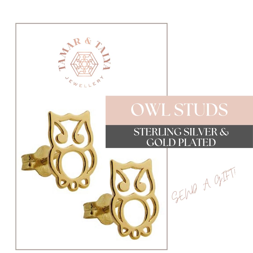 Owl Stud Earrings | Sterling Silver, Gold & Rose Gold | Handcrafted Nature Jewellery | Tamar & Talya